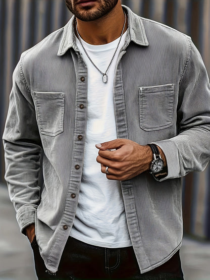 Classic textured cord everyday overshirt for men | Ellison -3