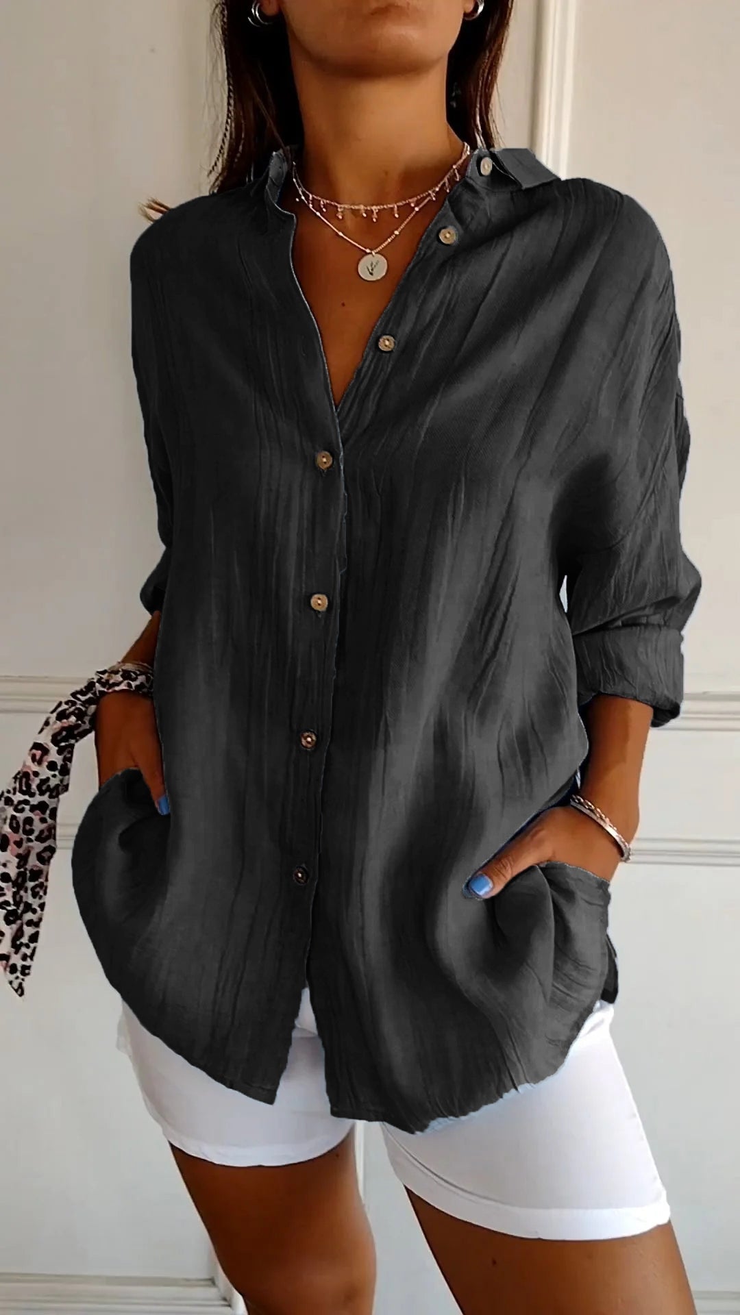 Elegant oversized everyday blouse for women | Emily -12