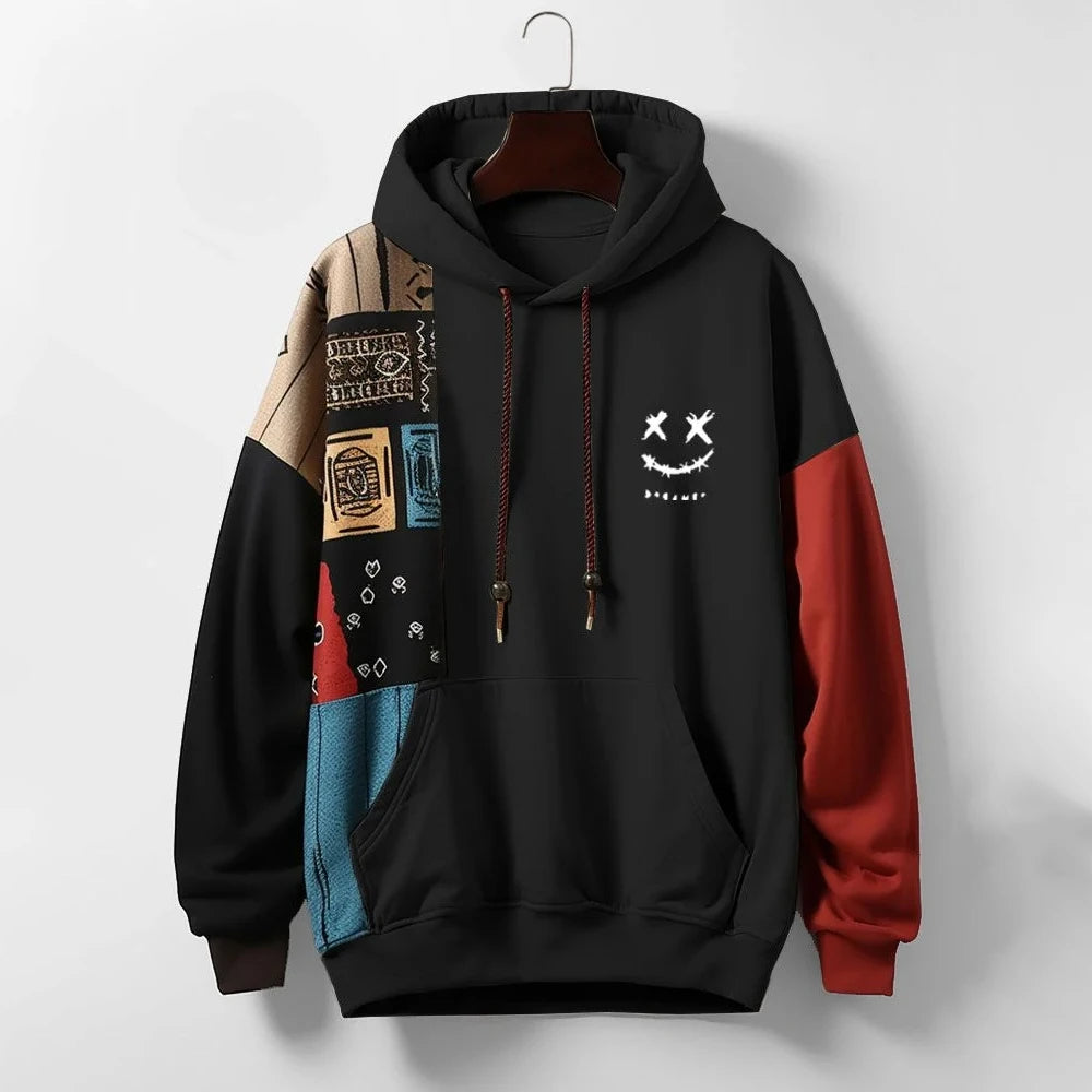 Contrast hoodie bold pattern for men | Zephyr -2