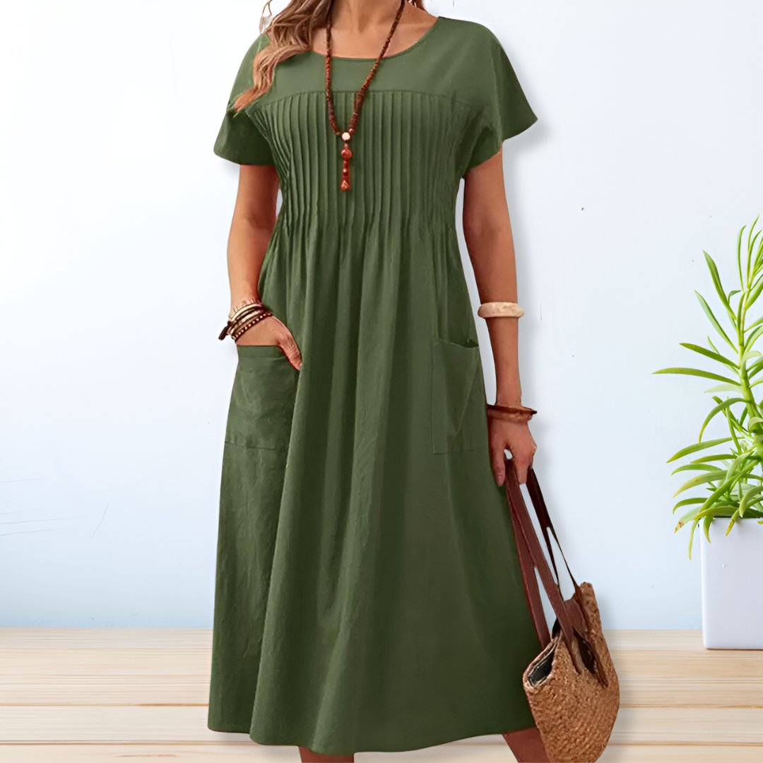 Dress pleated coton lin for women | Naima -1