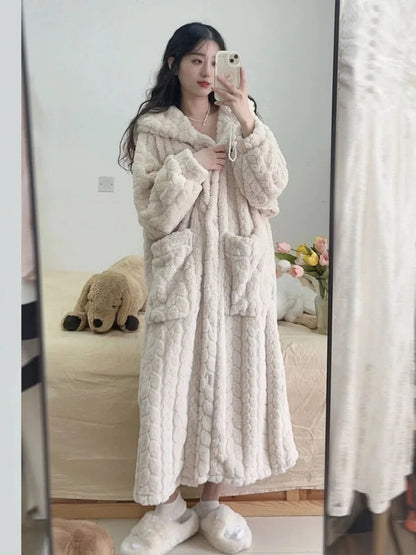 Peignoir capuche house longs winter dress for women | Lisette -2