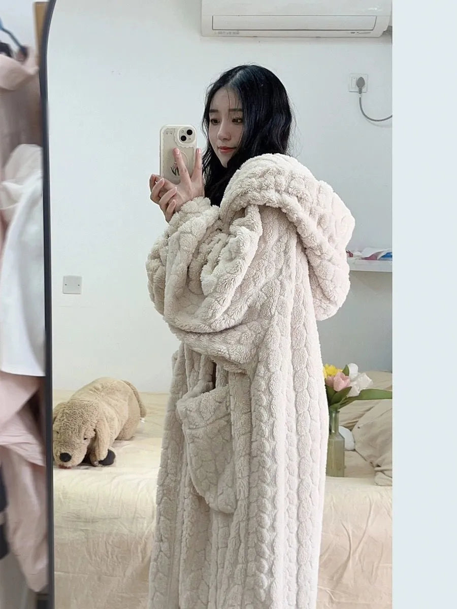 Peignoir capuche house longs winter dress for women | Lisette -3