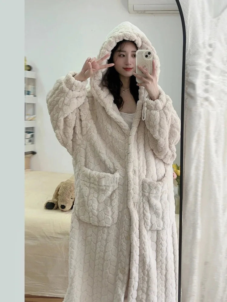 Peignoir capuche house longs winter dress for women | Lisette -1