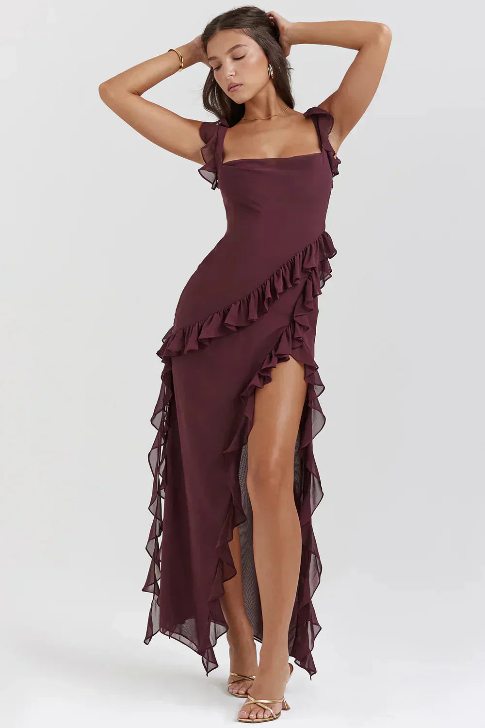 Maxi dress slit for women | Alessia -3