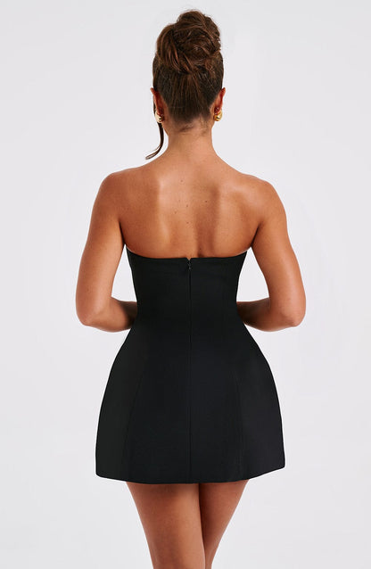 Luxury cocktail strapless bubble mini dress for women -9