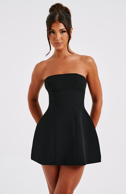 Luxury cocktail strapless bubble mini dress for women -7