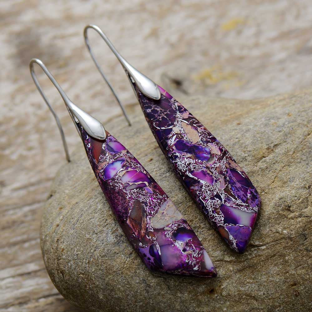 Natural stone drop earrings for women -2