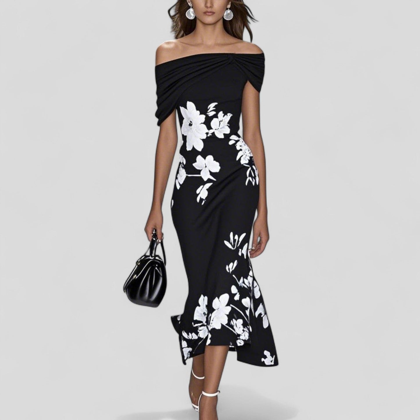 Elegant statement midi dress for women | Isabrunel -4