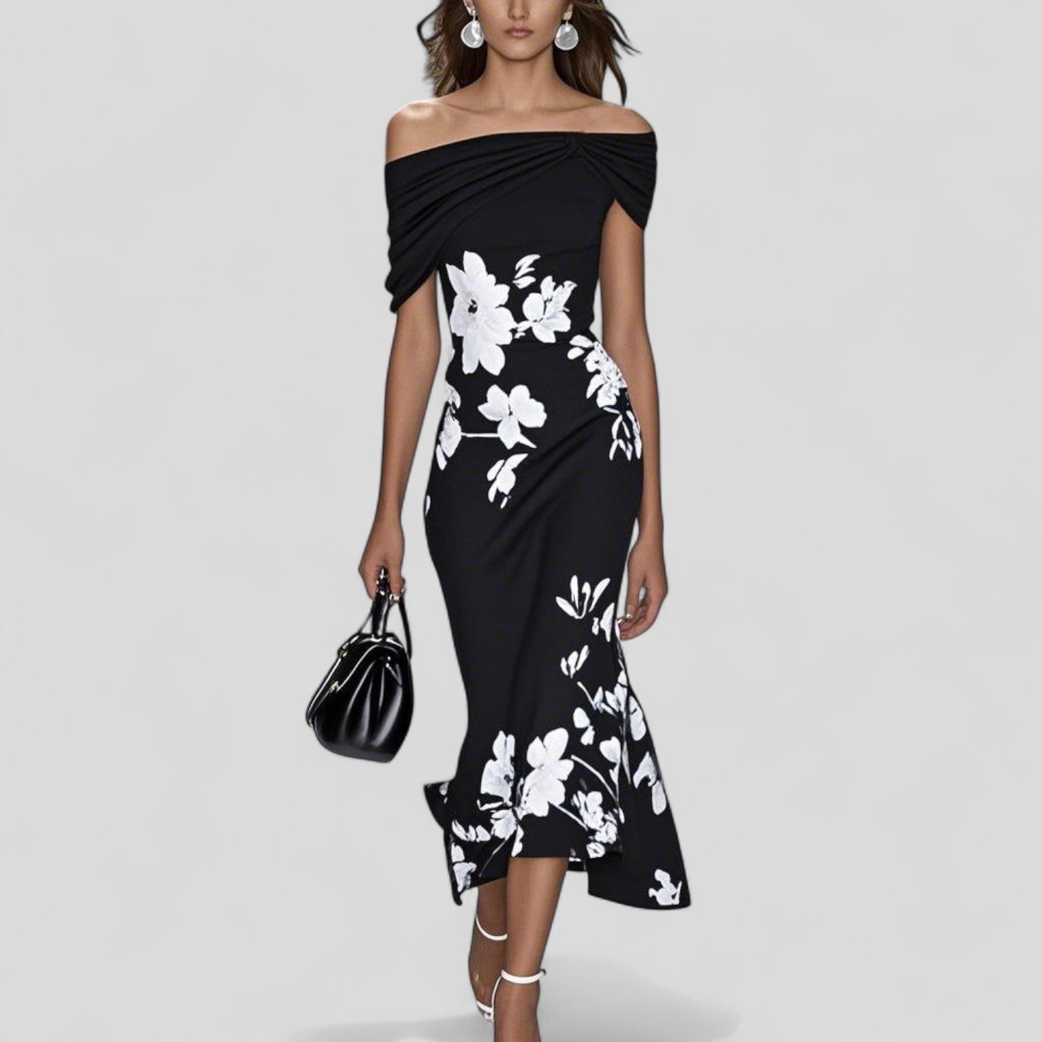 Elegant statement midi dress for women | Isabrunel -4