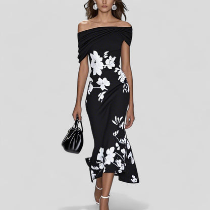Elegant statement midi dress for women | Isabrunel -4