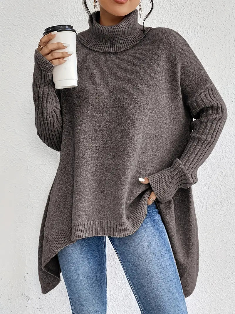 Oversized knit turtleneck everyday jumper for women | Elowen -8