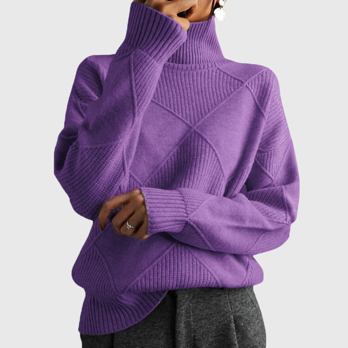 Relaxed cosy knit turtleneck everyday jumper for women | Lunelle -2