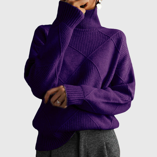 Relaxed cosy knit turtleneck everyday jumper for women | Lunelle -1
