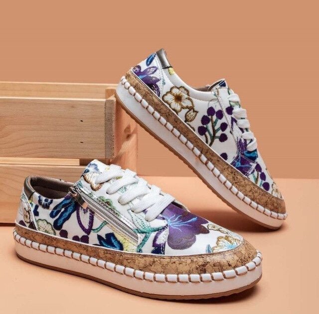 Floral zipper sneakers for women | Oluchi