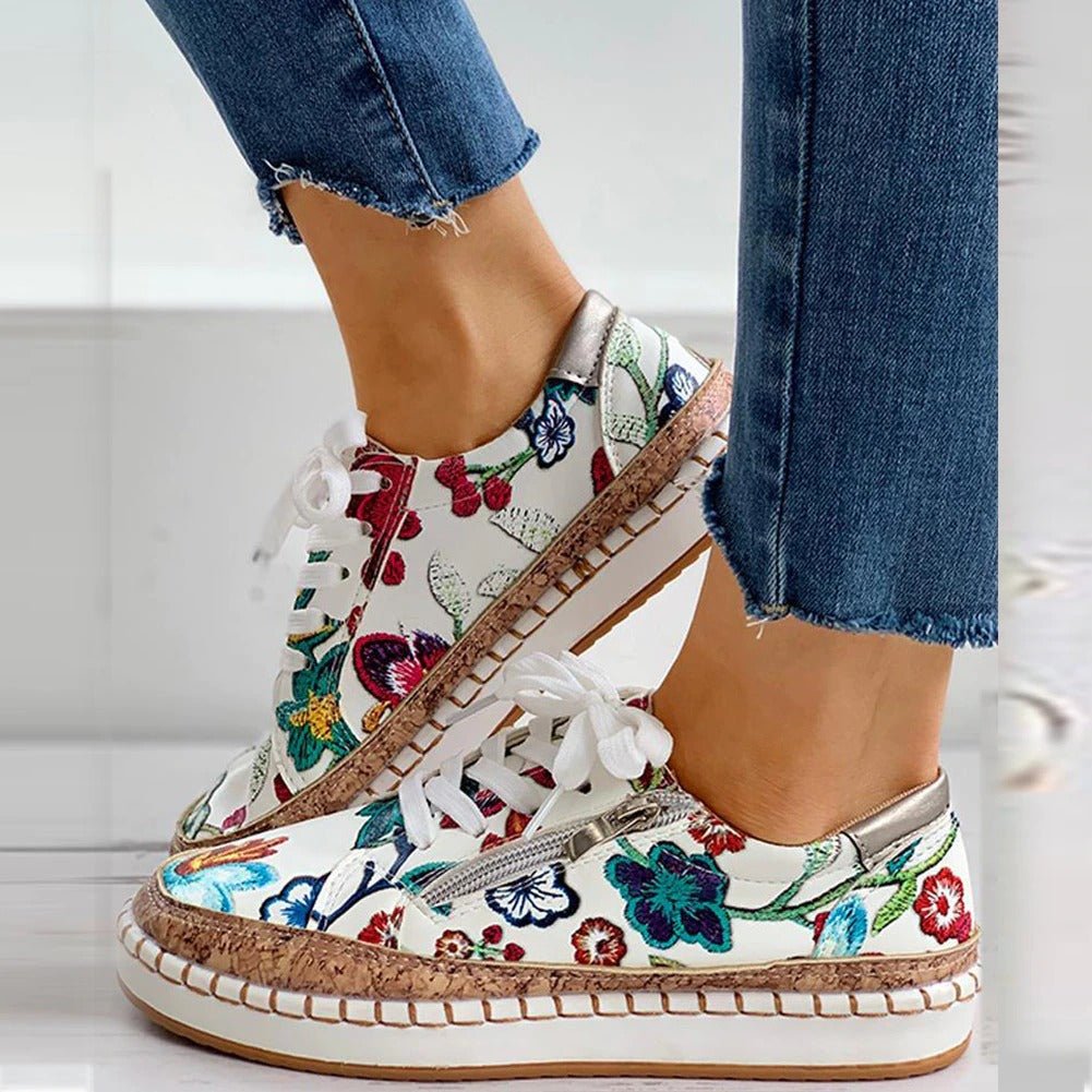 Floral zipper sneakers for women | Oluchi