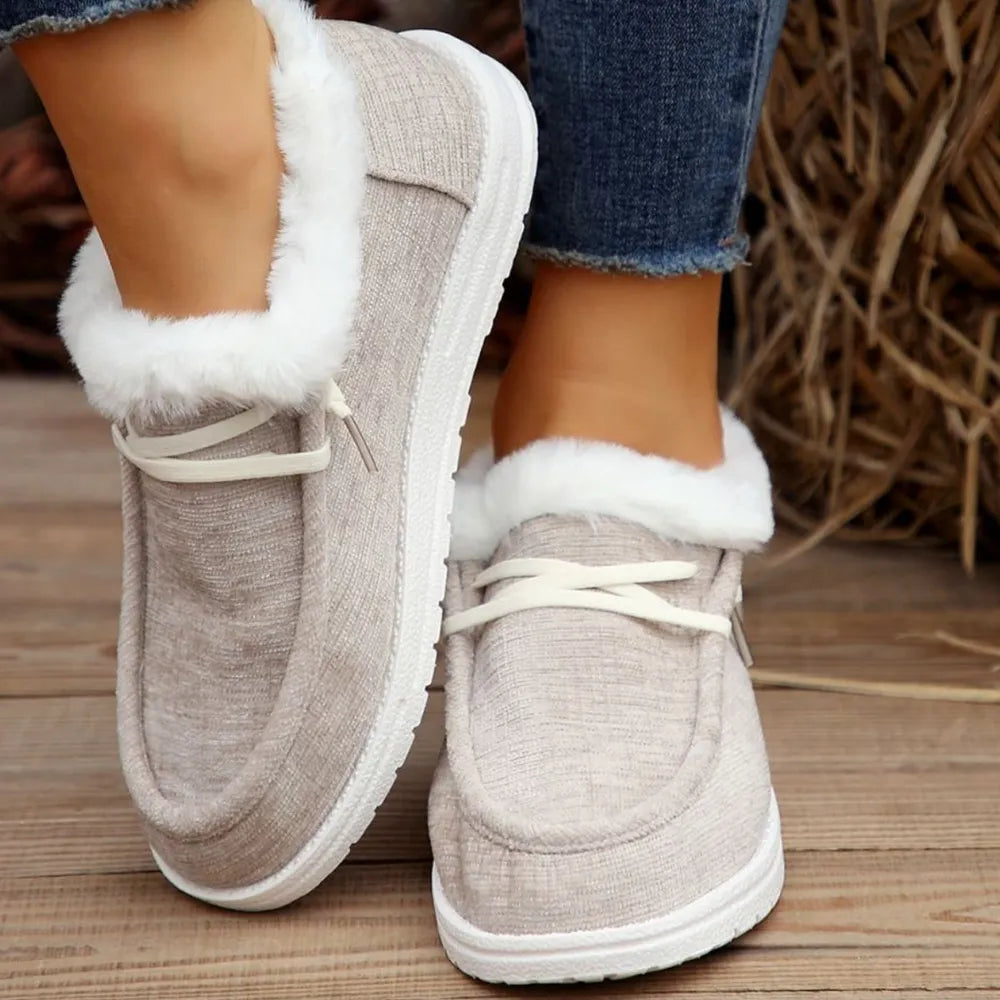 Trainers chaudes lacets house fausse fourrure for women -3