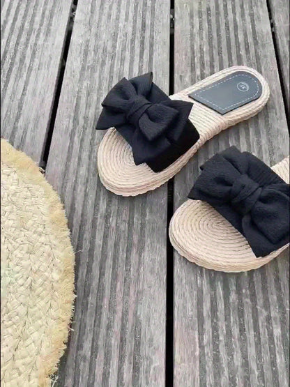 Bow sandals with open-toe design for women | Revie