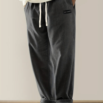 Relaxed drawstring corduroy everyday trousers for men | Ellison -19