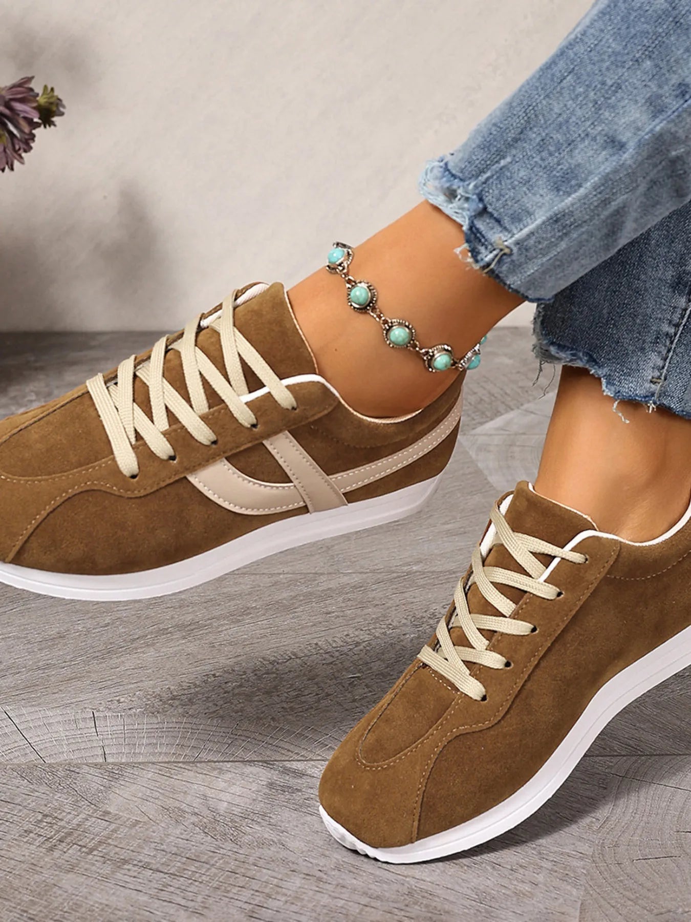 Trainers marche marron shoes plates casual for women | Chantal -2