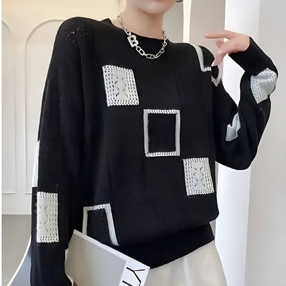 Jumper cut-out chic motifs geometric elegant for women -3