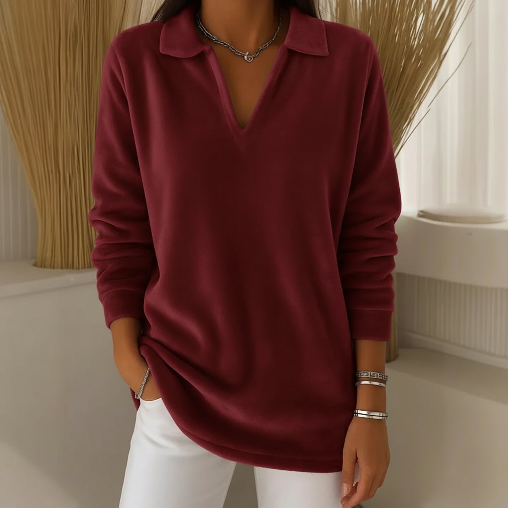 Collared V-neck jumper for women | Amelia -6