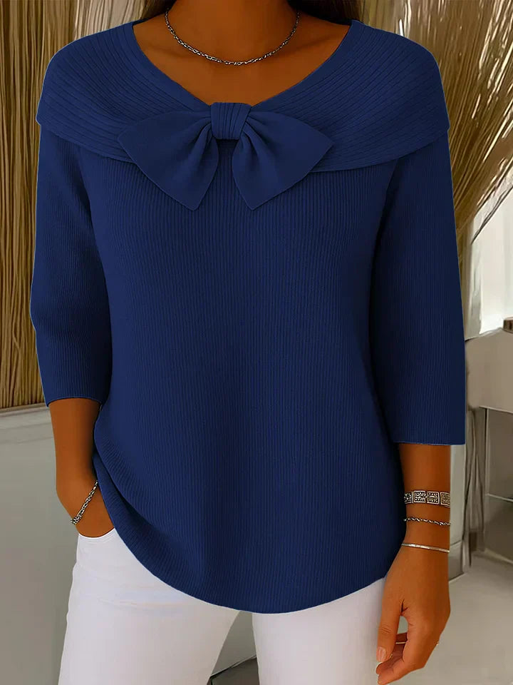 Classic bow-detail everyday knit jumper for women | Elodie -5