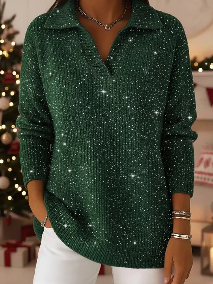 Classic polo-neck everyday knit sweater for women | Léonie -7