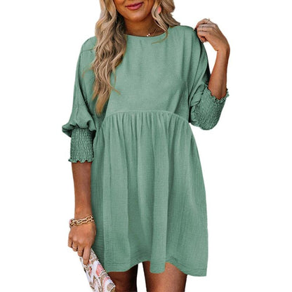 Casual crew-neck loose-fit mini dress for women | Mirasol -4