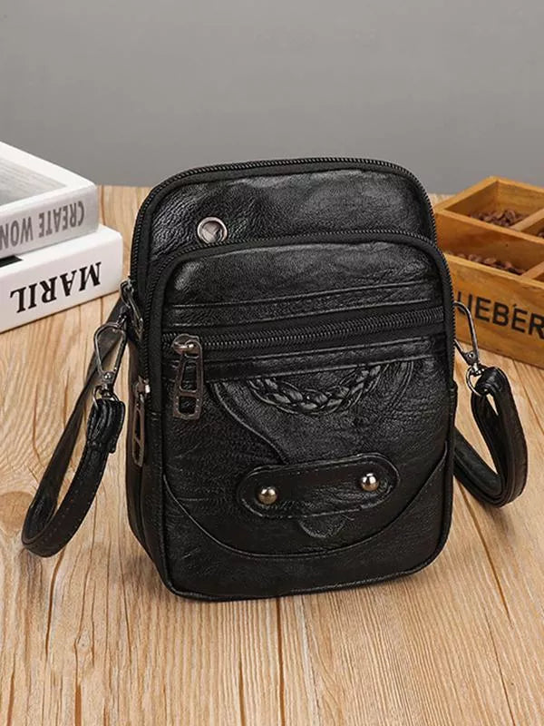 Vintage leather crossbody bag for women | Vellana -2