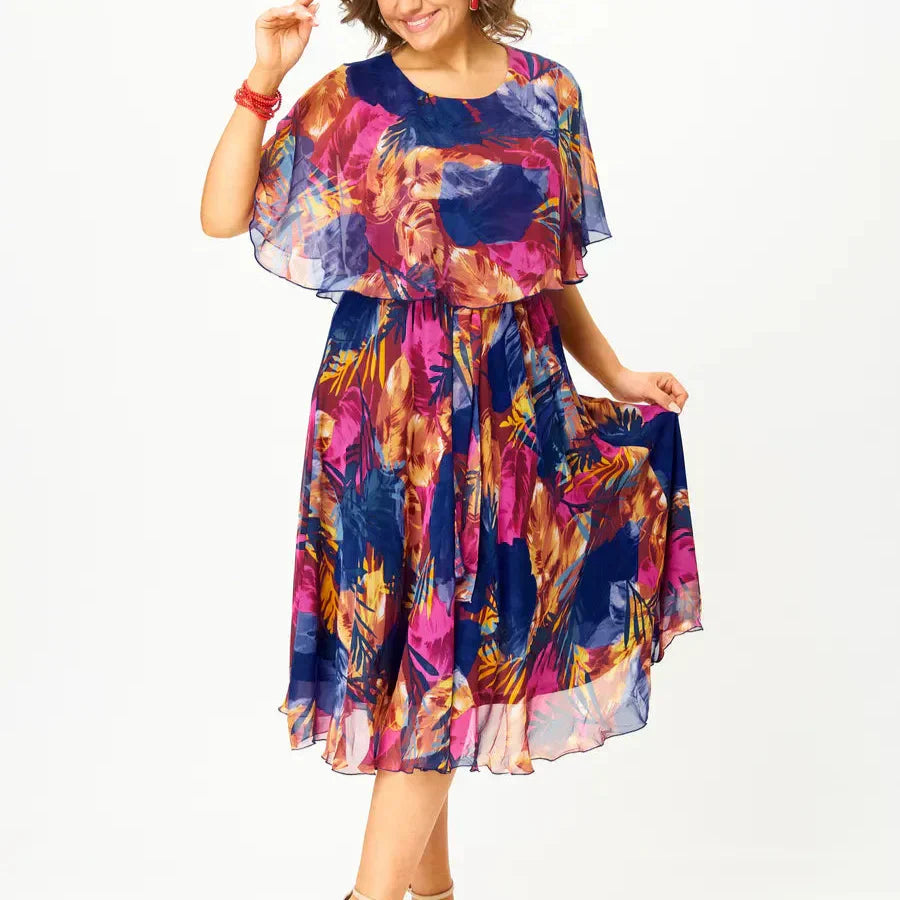 Comfortable plus-size chiffon everyday dress for women | Barbara -2