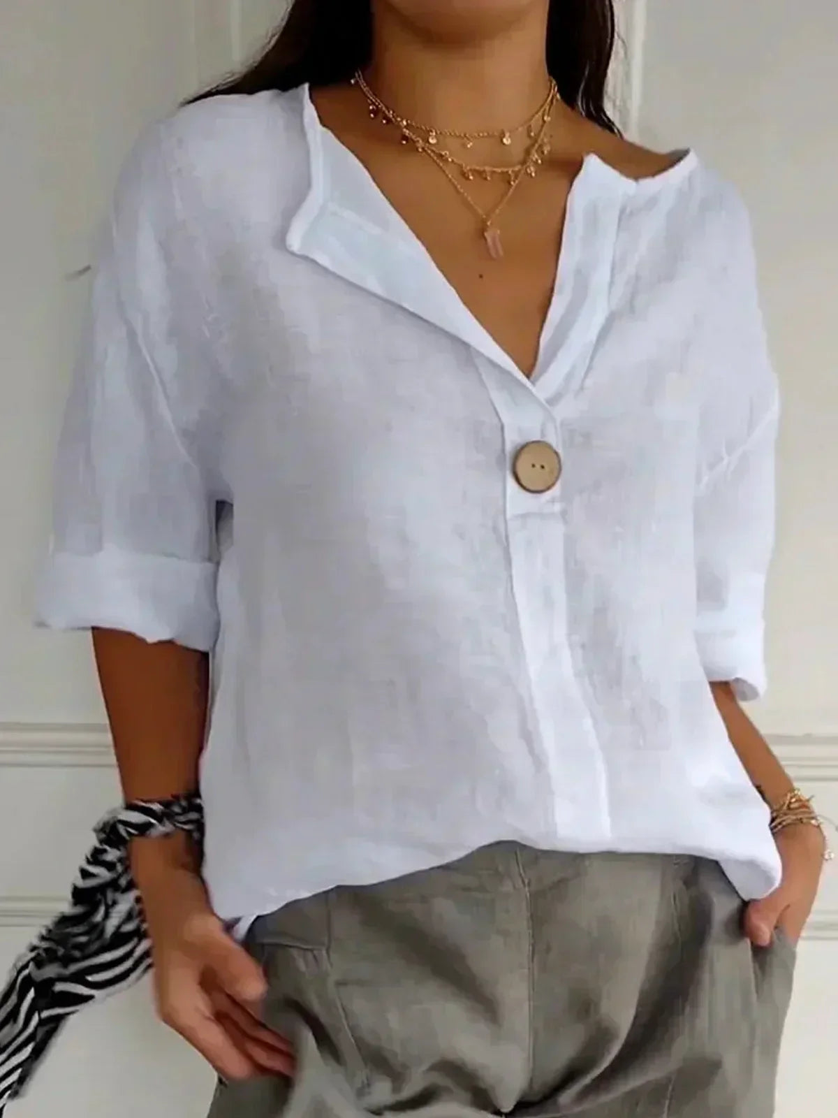 Casual V-neck everyday blouse for women | Nayla -4