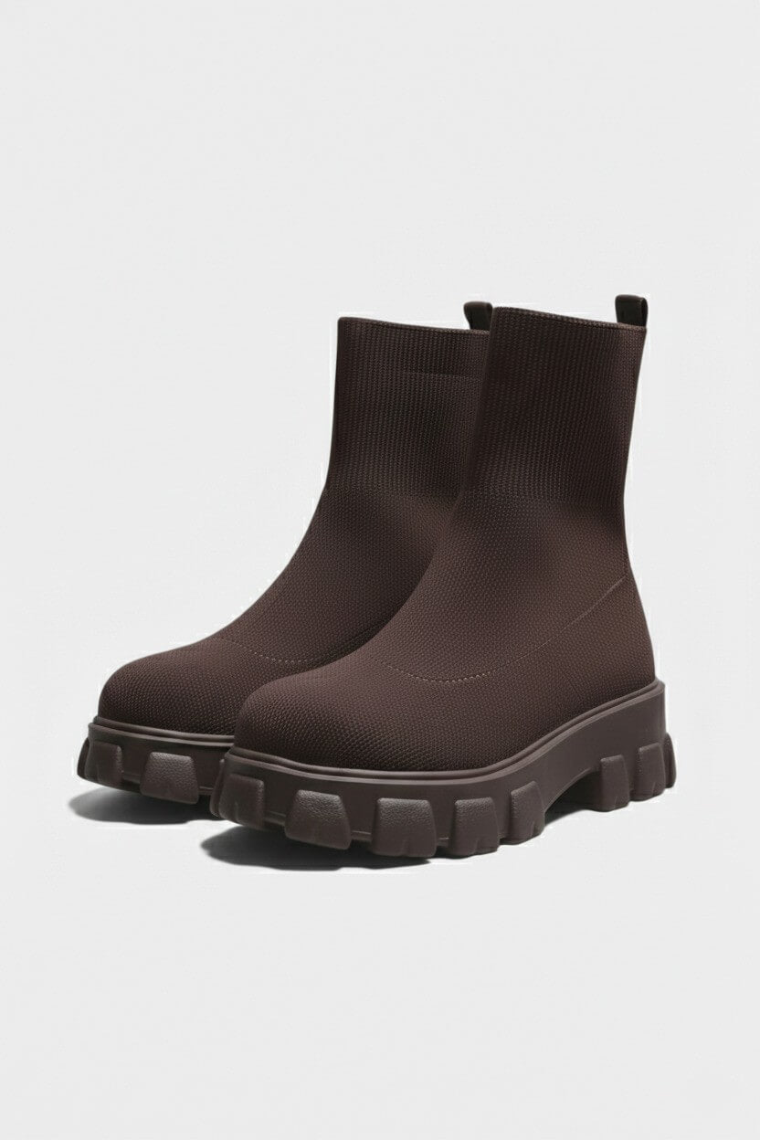 Thick-soled ankle boots with round-toe silhouette for women | Caurelle