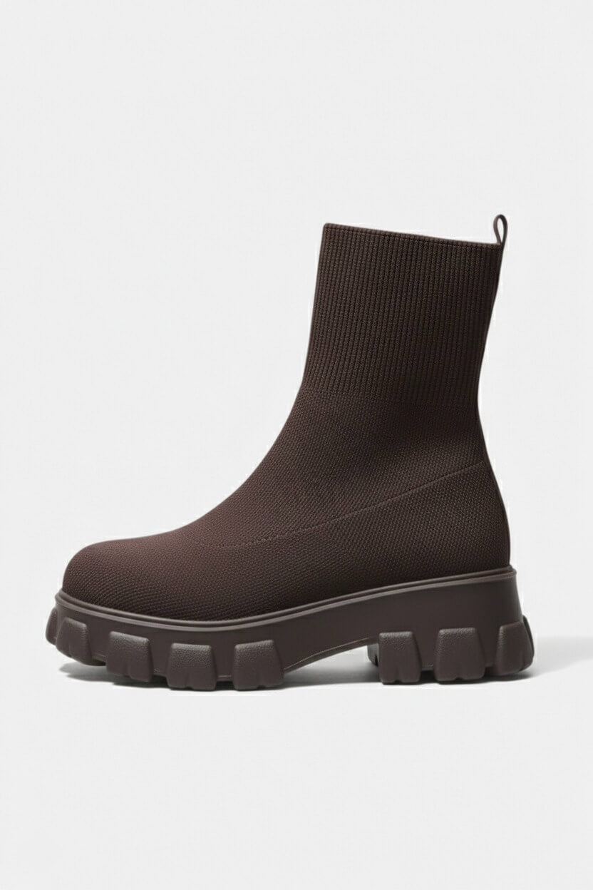 Thick-soled ankle boots with round-toe silhouette for women | Caurelle