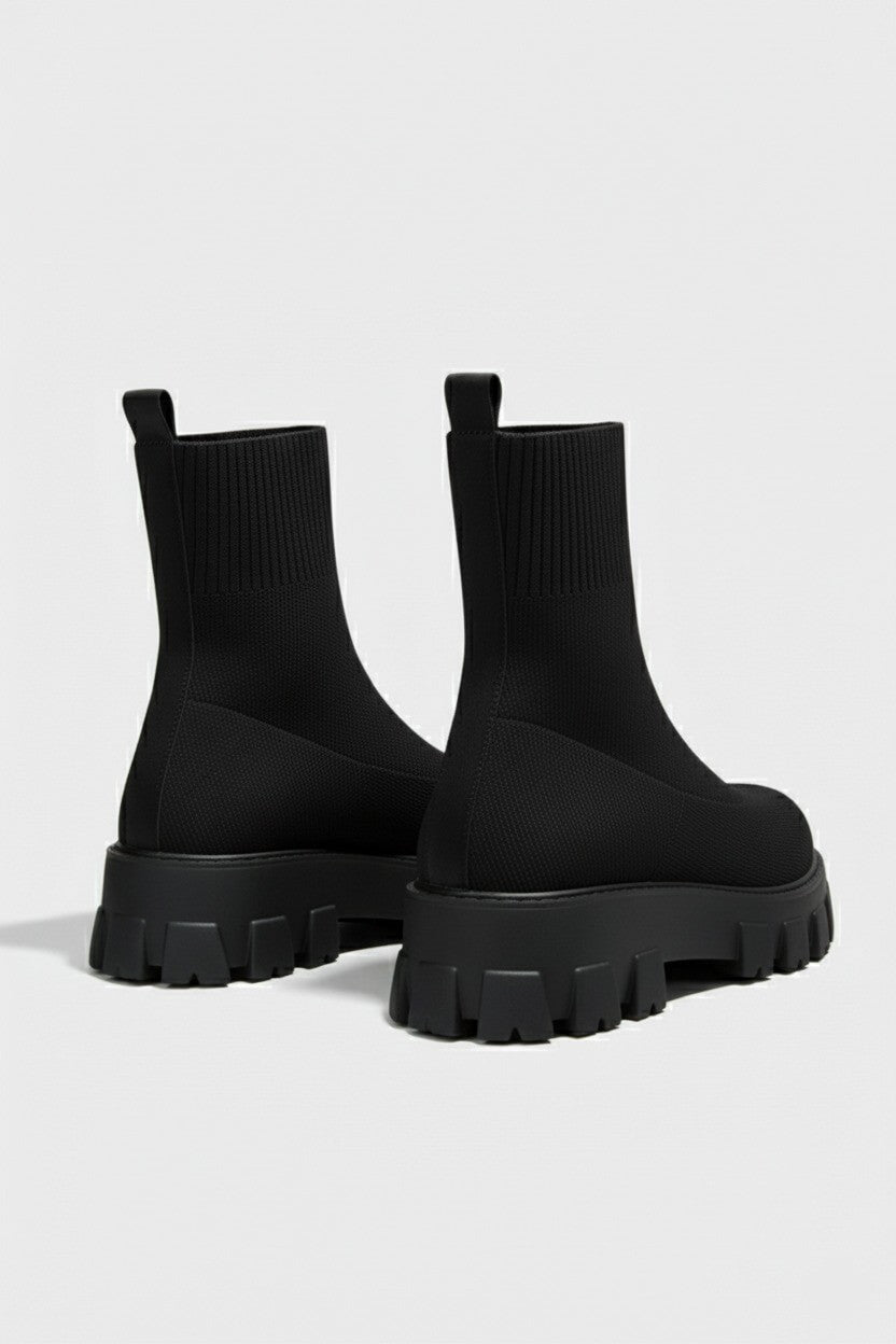 Thick-soled ankle boots with round-toe silhouette for women | Caurelle