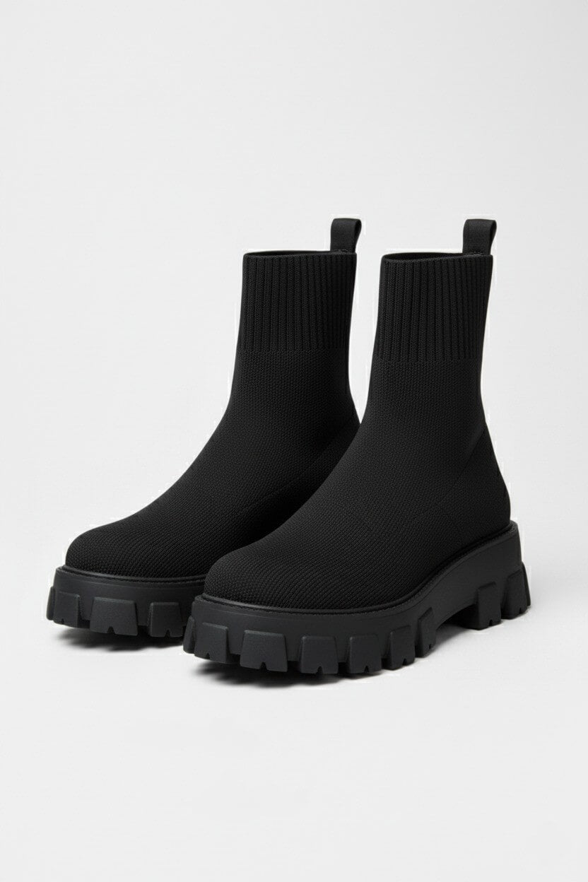 Thick-soled ankle boots with round-toe silhouette for women | Caurelle