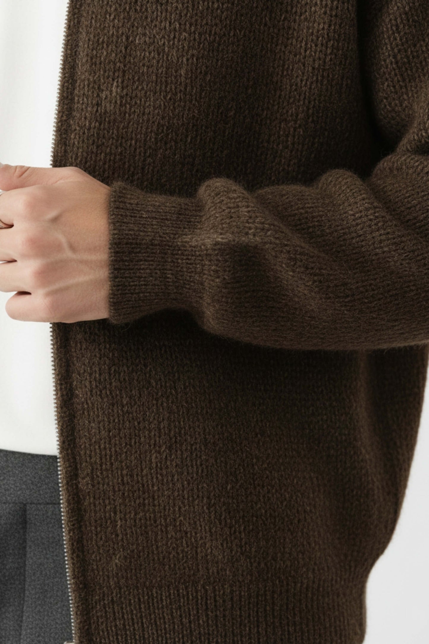Zip knit jumper with stand collar for men | Caurelle