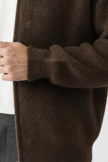 Zip knit jumper with stand collar for men | Caurelle