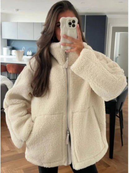 Teddy fleece jacket for women | Angelina -3