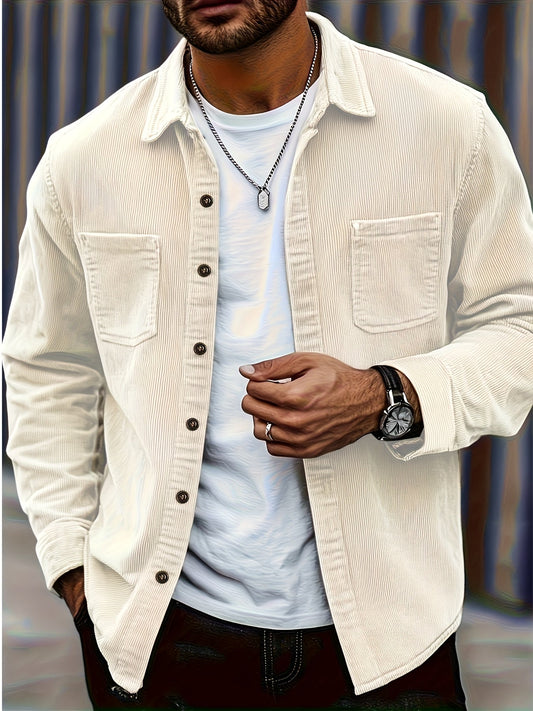 Classic textured cord everyday overshirt for men | Ellison -1