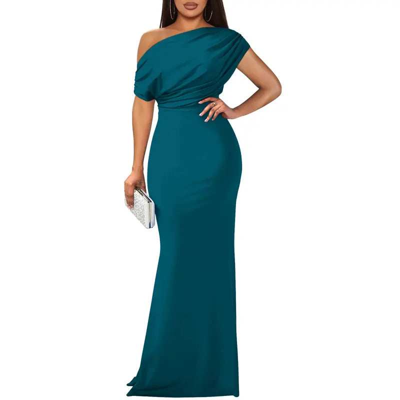 Elegant off-shoulder bodycon evening gown for women | Roselyn -9