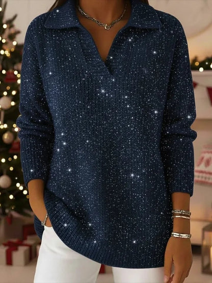 Classic polo-neck everyday knit sweater for women | Léonie -3