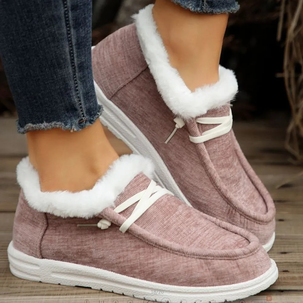 Trainers chaudes lacets house fausse fourrure for women -2
