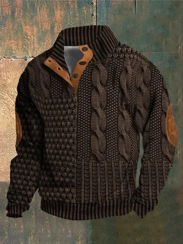 Knitted jumper with elbow-patch detail for men | Finn