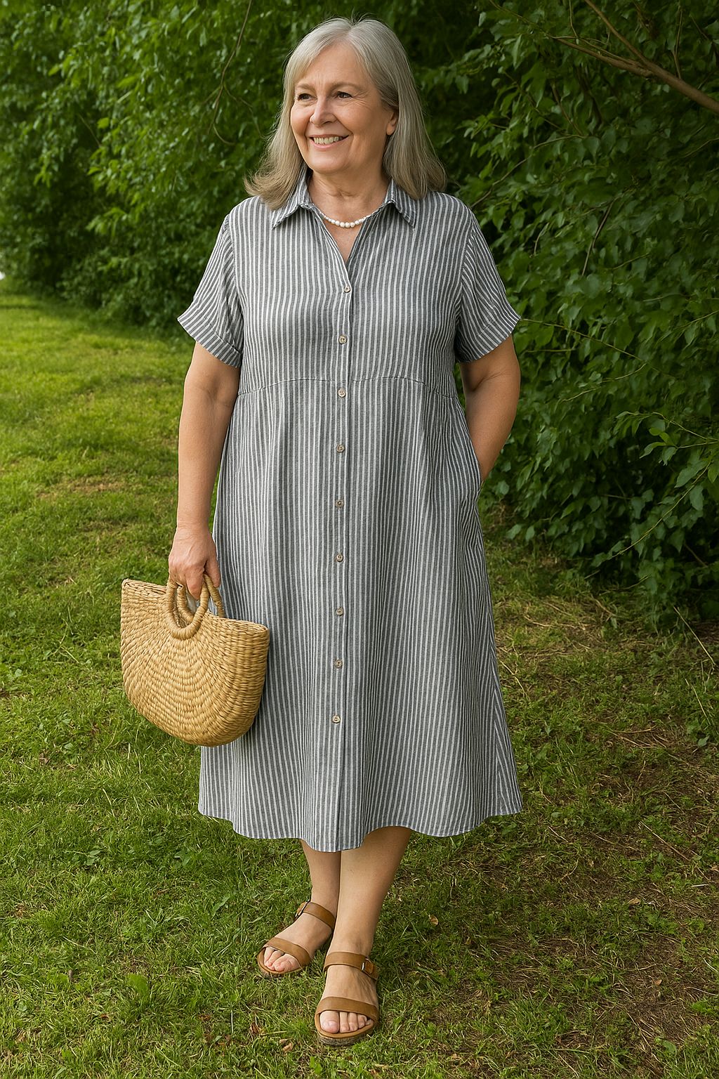 Relaxed striped dress for women -6