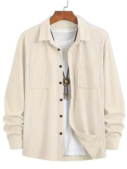 Classic textured cord everyday overshirt for men | Ellison -7