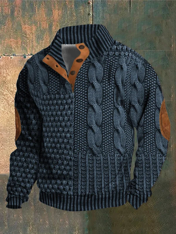 Knitted jumper with elbow-patch detail for men | Finn