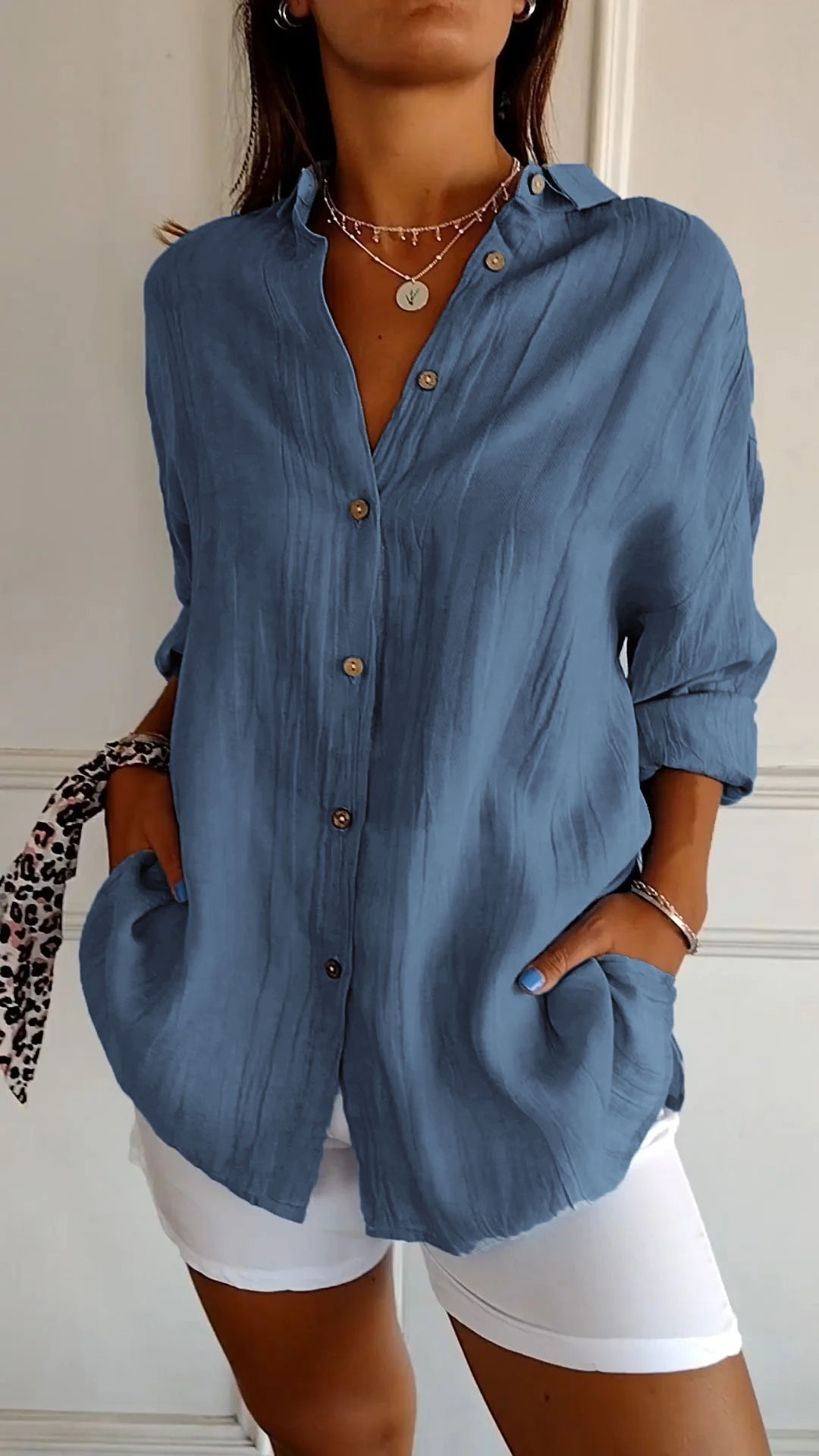 Elegant oversized everyday blouse for women | Emily -6