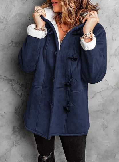 Coat elegant capuche style refined for women -9
