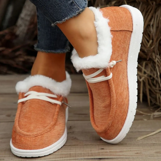 Trainers chaudes lacets house fausse fourrure for women -1