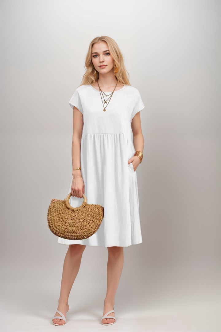 Dress mi-longue casual coton for women | Soline -5